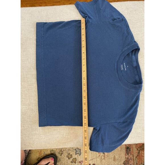 Everlane XXS 100% Organic Cotton Crop Boxy Tee Navy Blue Minimalist Basic - Picture 8 of 10